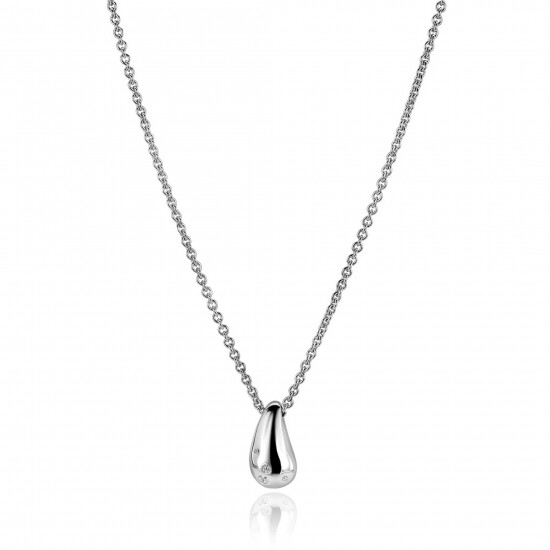 ZINZI zilveren schakel ketting met druppelvormige hanger (15mm) bezet met vier witte zirkonia's 42-45 cm ZIC2655
