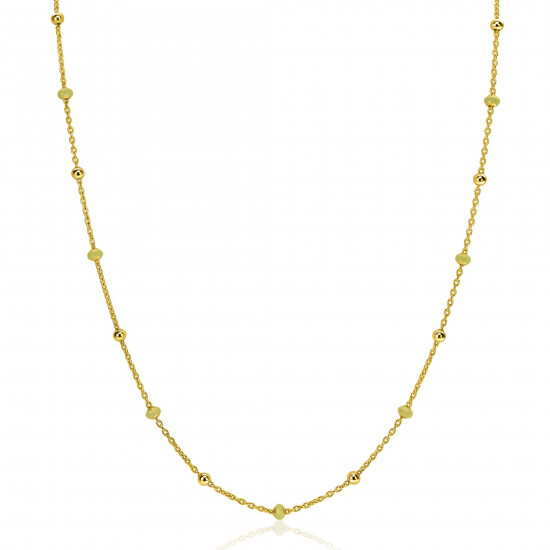ZINZI gold plated zilveren fantasie ketting met 13 geelgroene donuts en glanzende bolletjes 42-45cm ZIC2508