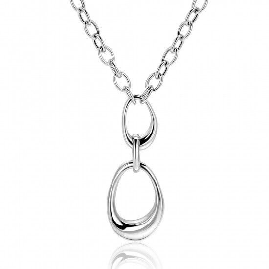 ZINZI zilveren Y-collier met paperclip schakels en drie organische vormen 48cm ZIC2670