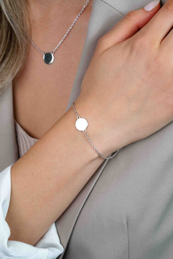 ZINZI Sterling Sterling Silver Bracelet with Round Plate 15mm for Engraving 17-20cm ZIA2345
