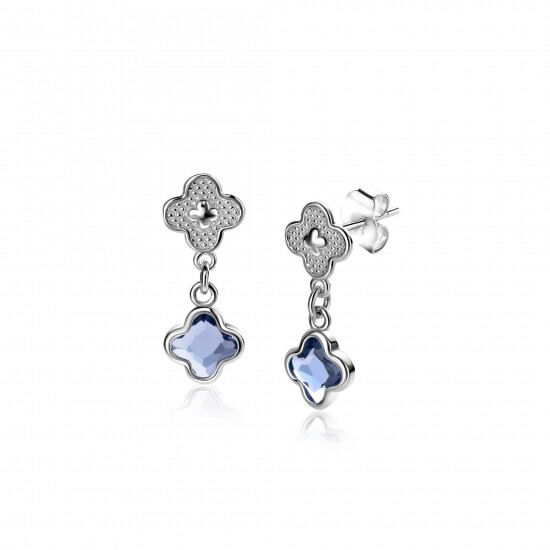 20mm ZINZI zilveren oorsieraden met blauwe klavers 8mm ZIO2582