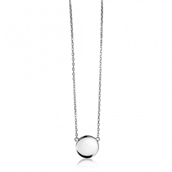 Zinzi zilveren ketting 43cm met rond plaatje 15mm om te graveren ZIC2345