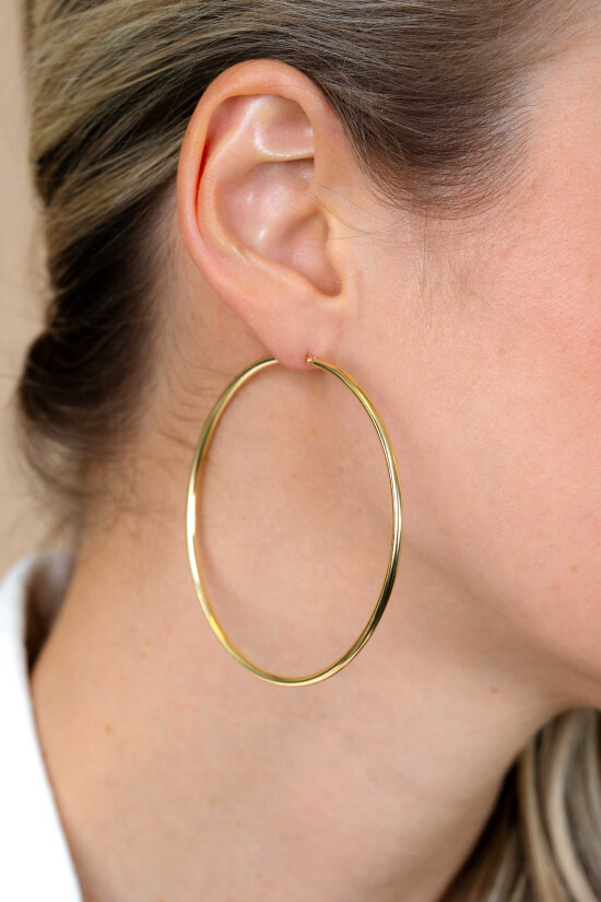 65mm ZINZI Gold Plated Sterling Silver Hoop Earrings 65x2mm ZIO438G
