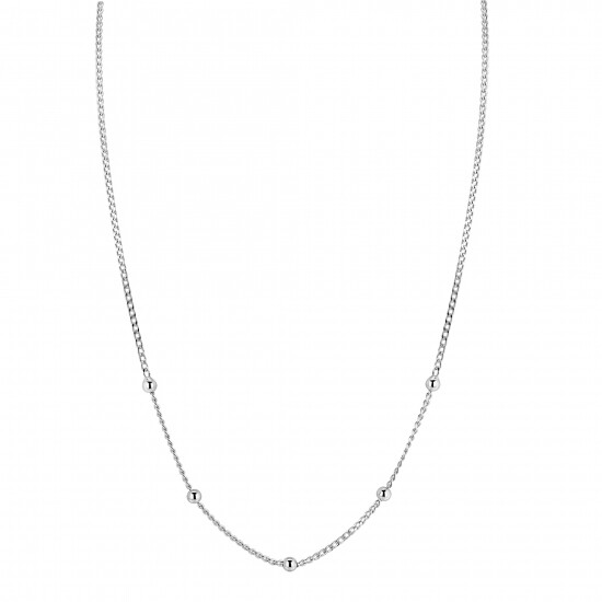 ZINZI zilveren gourmet ketting met vijf bolletjes 42–45cm ZIC2714