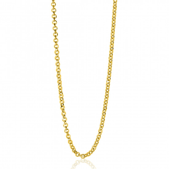 70cm ZINZI zilveren jasseron ketting geel verguld ZILC-J70G
