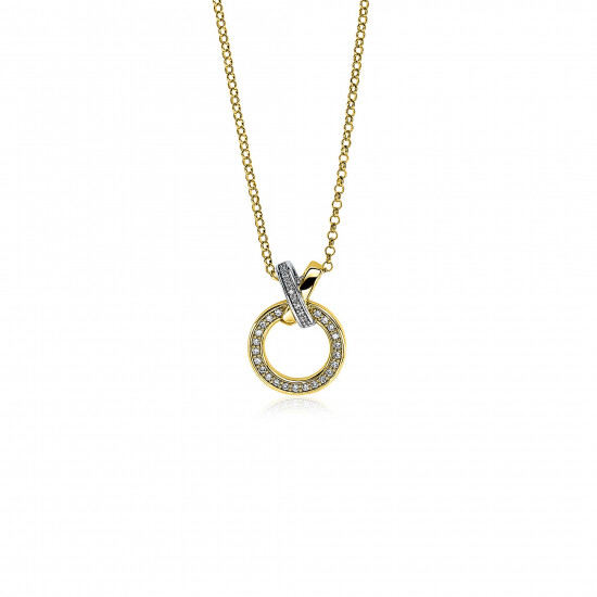 ZINZI gold plated zilveren ketting 42–45cm met X-vorm en luxe open rondje  ZIC1816Y