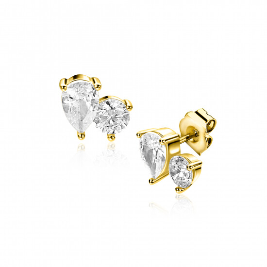 6,5mm ZINZI gold plated zilveren oorstekers peer- en rondvormig met zirkonia ZIO2726Y