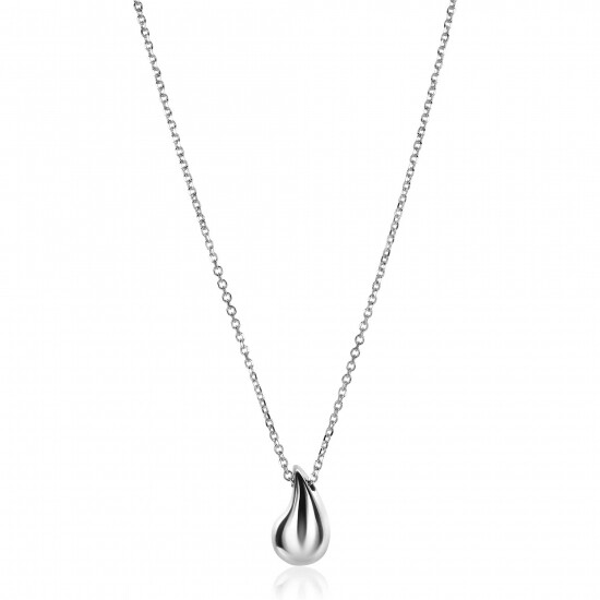 ZINZI zilveren jasseron ketting 42-45cm met organisch gevormde hanger 18mm ZIC2636