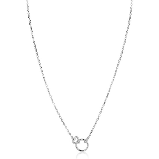 ZINZI zilveren ketting 45cm met verbonden hart en rondje ZIC2811