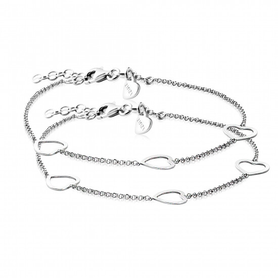 Zinzi set van 2 zilveren armbanden hart 17-20cm ZIA1188-SET