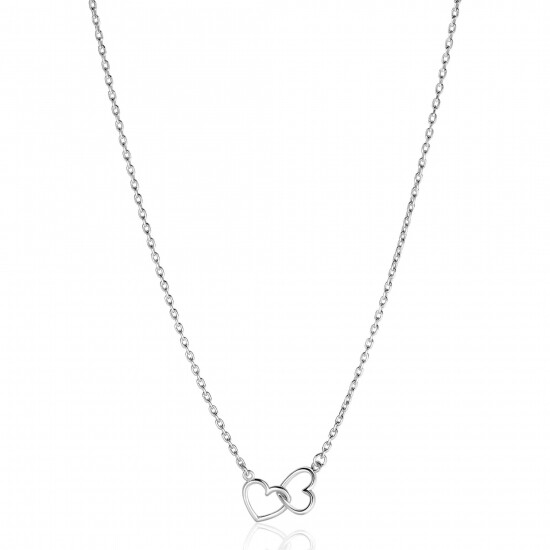 ZINZI zilveren ketting met 2 verbonden hartjes 40-45cm ZIC2513