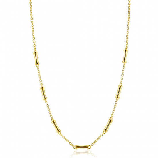 ZINZI gold plated silver link necklace with seven smooth bamboo shapes 40-45cm ZIC2577G
