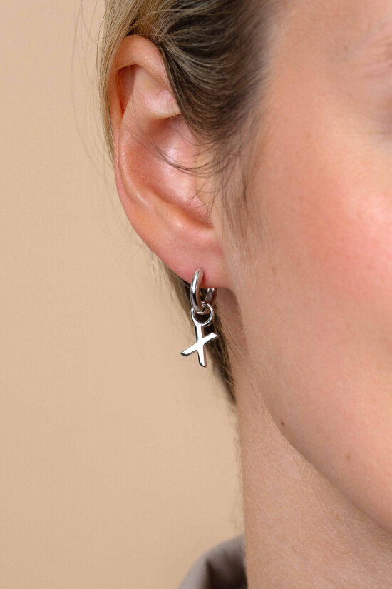 ZINZI Sterling Silver Letter Earrings Pendant X price per piece ZICH2144X (excl. hoop earrings)