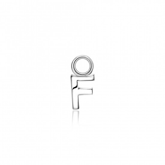 ZINZI Sterling Silver Letter Earrings Pendant F price per piece ZICH2144F (excl. hoop earrings)