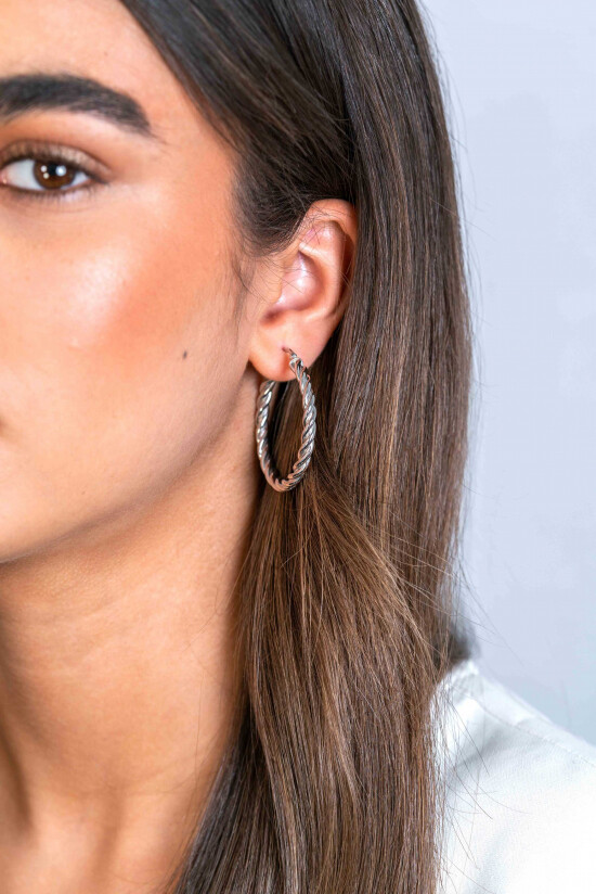 37mm ZINZI Sterling Silver Hoop Earrings with Twisted Tube width 4mm ZIO2282