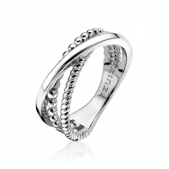 ZINZI zilveren cross-over ring ZIR1361