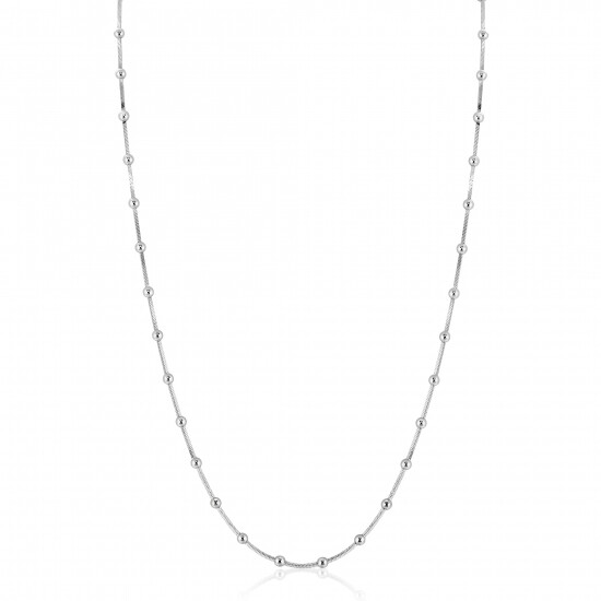 ZINZI zilveren slangen-ketting met vierkant geslepen schakels en 40 verfijnde glanzende bolletjes (2,5mm breed) 43-45cm ZIC2471