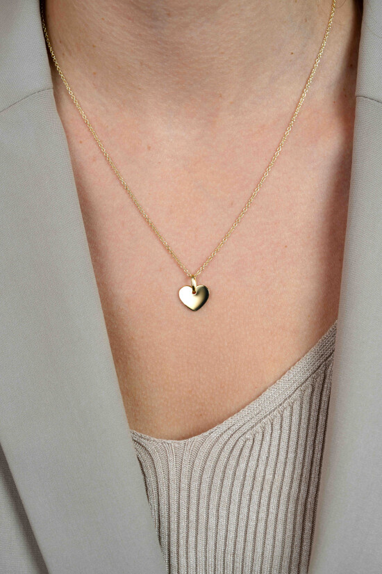 12mm ZINZI gold plated zilveren hanger glad hart voor gravure ZIH2346G12 (zonder collier)