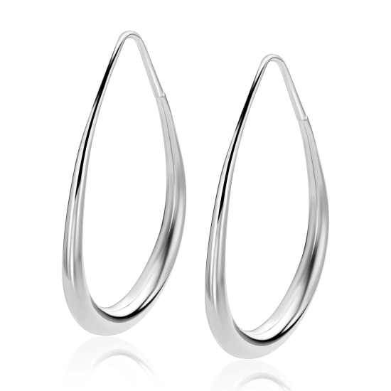 39mm ZINZI zilveren druppelvormige extra grote oorringen gladde buis 3,5mm ZIO-BF149
