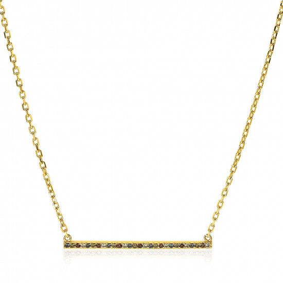 ZINZI zilveren schakelcollier geelverguld met balkje witte zirconia's, groene blauwe bruine kleurstenen 42-45cm ZIC1964G