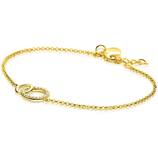ZINZI Sterling Silver Gold Plated Bracelet with two 2 Connected Open Circles White ZIA1782Y