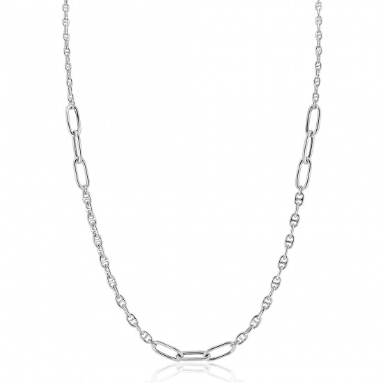 ZINZI zilveren marine schakel ketting, gecombineerd met grotere ovale schakels 42-45cm ZIC2413