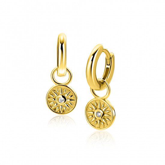 8mm ZINZI gold plated zilveren oorbedels zon ZICH2741 (zonder oorringen)