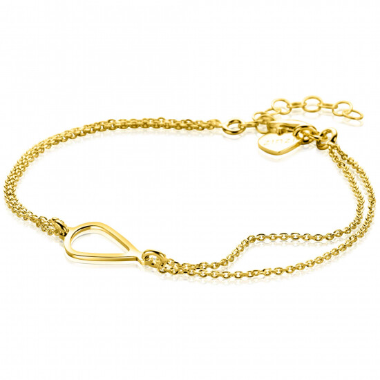 ZINZI gold plated zilveren multi-look armband met open druppelvorm 17-19cm ZIA-BF111