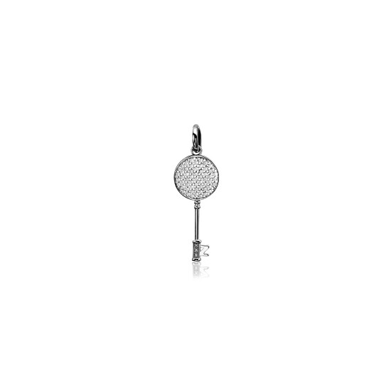 Zinzi zilveren hanger sleutel wit ZIH965