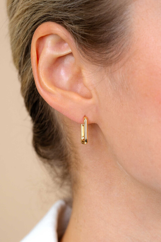 15mm ZINZI Gold Plated Sterling Silver Hoop Earrings Rectangular 15x2mm ZIO2221G