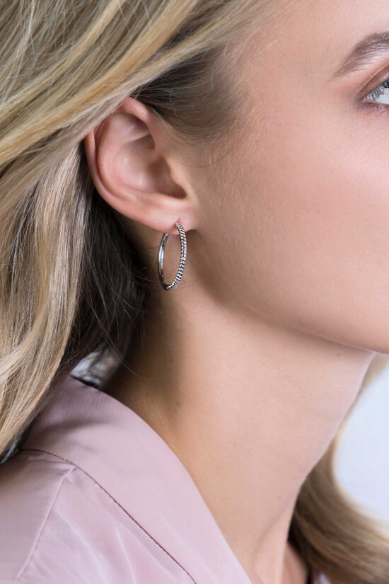25mm ZINZI Sterling Silver Hoop Earrings Twist 25x2mm ZIO2129