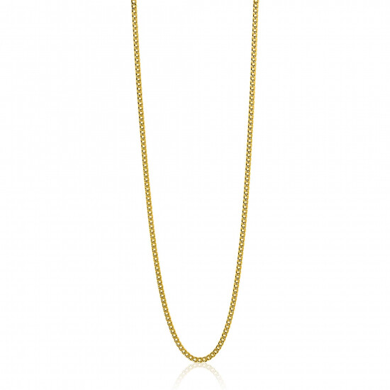 90cm ZINZI zilveren gourmet ketting gold plated. ZILC-G90G