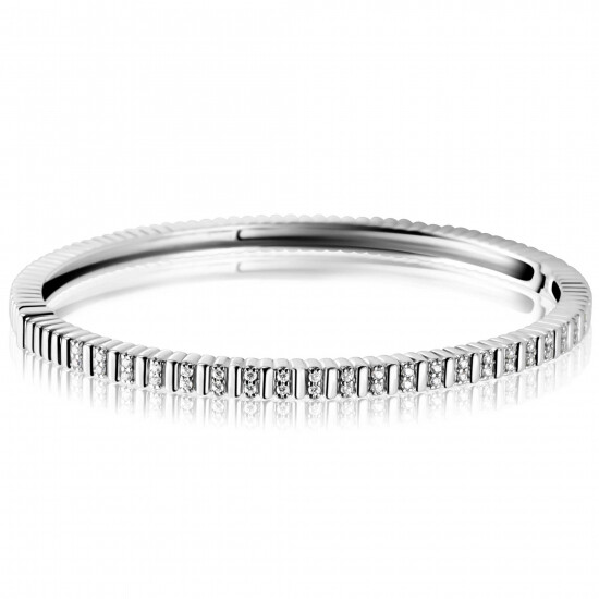 ZINZI zilveren bangle armband 4mm breed, bezet met witte zirkonia's 60mm ZIA2686