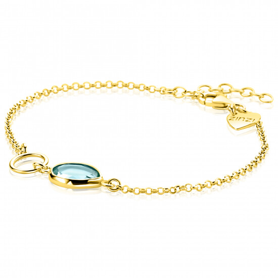 ZINZI zlv. armband gg.verg. turq. peer en rondje