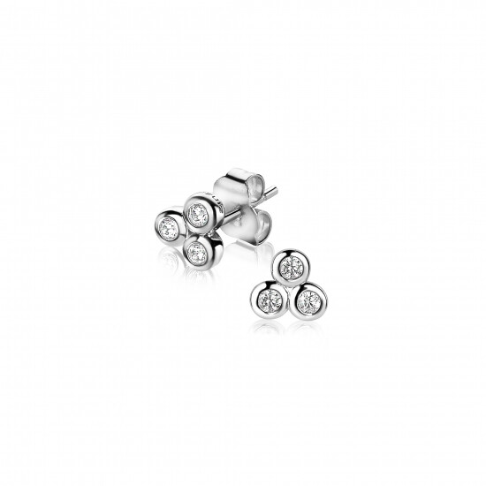 ZINZI Sterling Silver Stud Earrings Triangle 3x Round White ZIO1442