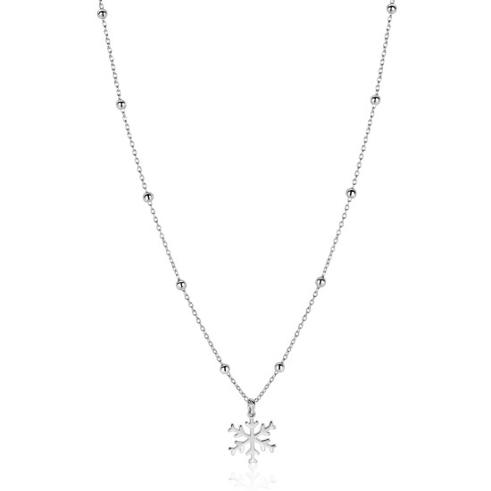 ZINZI zilveren bolletjes ketting 48cm met sneeuwvlok hanger ZIC2777