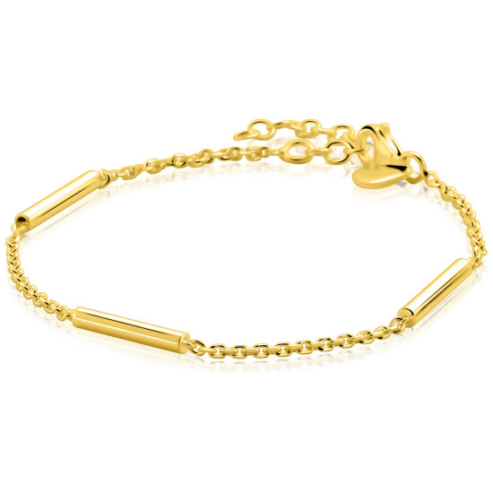 ZINZI zlv. armband gg.verg.anker met 3x staafje