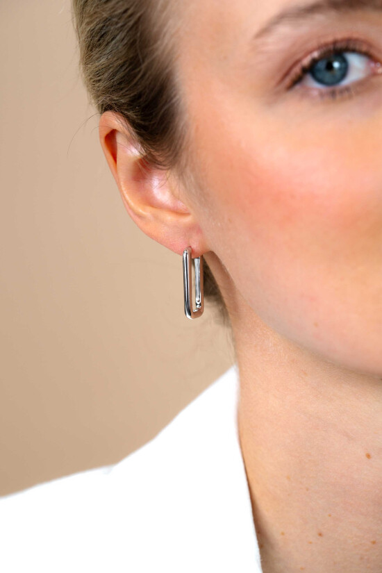 24mm ZINZI Sterling Silver Hoop Earrings Rectangular 24x3mm ZIO2223