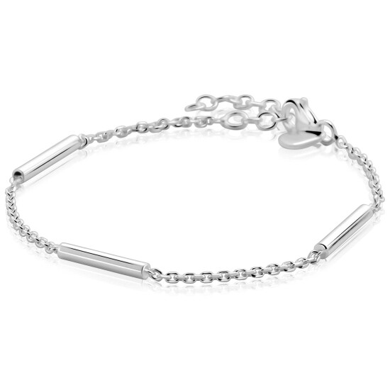 ZINZI zilveren schakelarmband met drie gladde ronde staafjes ZIA2800