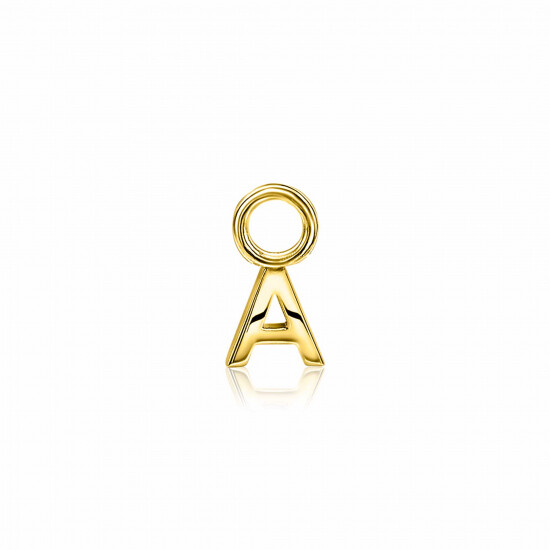 ZINZI Gold Plated Letter Earrings Pendant A price per piece ZICH2145A (excl. hoop earrings)