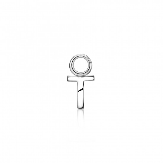 ZINZI Sterling Silver Letter Earrings Pendant T price per piece ZICH2144T (excl. hoop earrings)