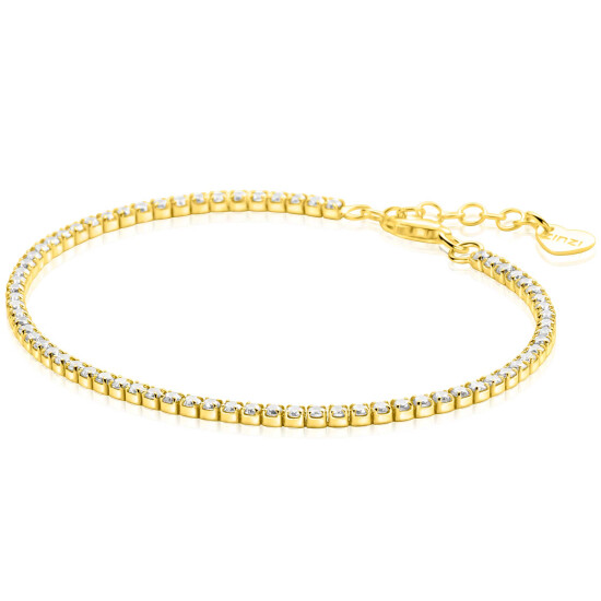 ZINZI gold plated zilveren tennis armband 2,1mm breed met rijzetting witte zirconia's ZIA2892