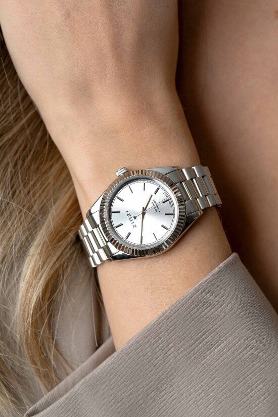 Zinzi horloge Solaris zilv. w.pl. st bnd 35mm