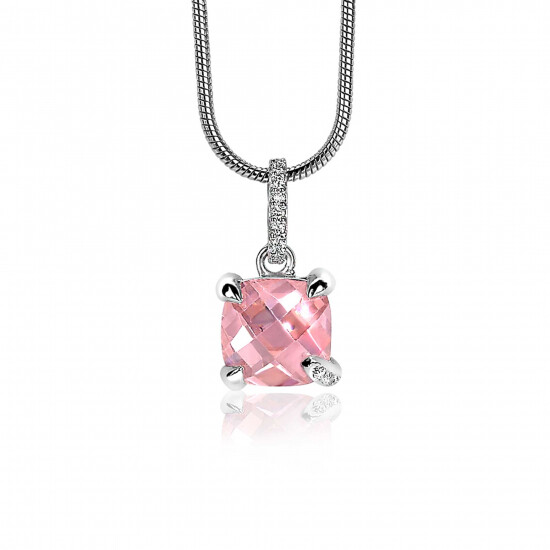 "ZINZI silberner Anhänger quadratisch rosa ZIH1470R"