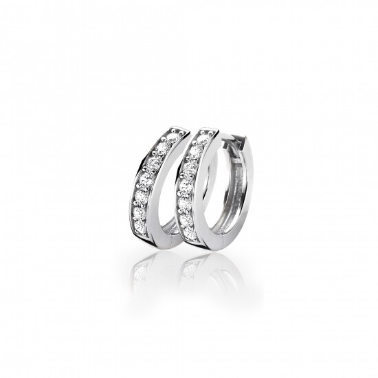 15mm ZINZI Sterling Silver Hoop Earrings White Zirconias width 3mm ZIO191Z