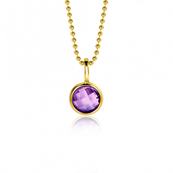 FEBRUARI hanger 8mm gold plated geboortesteen paars amethist zirconia (zonder collier)