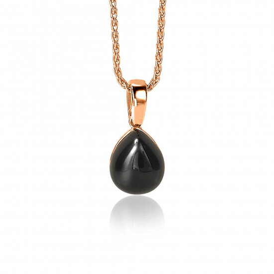 ZINZI zilveren hanger rosé verguld zwart peervorm 20mm ZIH1934RZ (zonder collier)