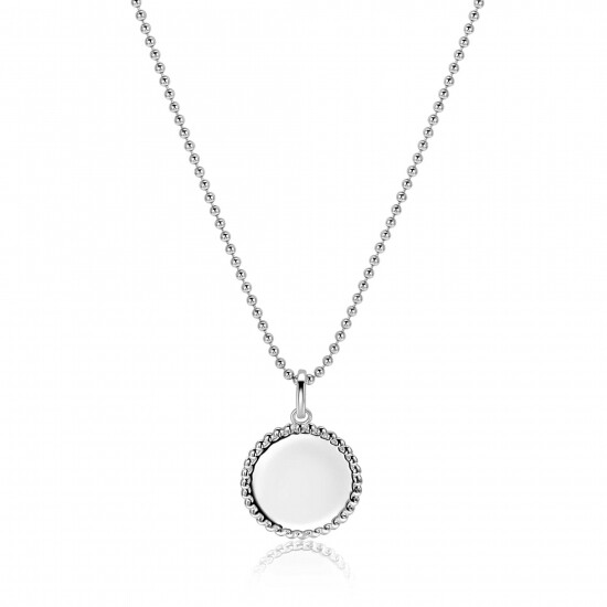 13.5 mm ZINZI zilveren coin hanger met parelrand voor gravure ZIH2651 (zonder collier)