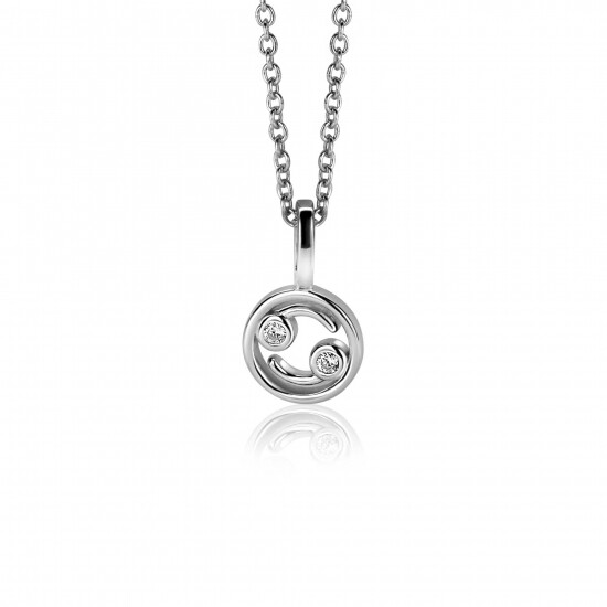 9mm ZINZI zilveren Kreeft sterrenbeeldhanger bezet met witte zirconia ZIH-KRE (zonder collier)