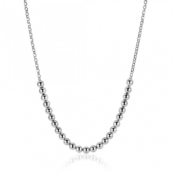 ZINZI zilveren ketting met bolletjes schakels in het midden 4mm breed 42-45cm ZIC2659